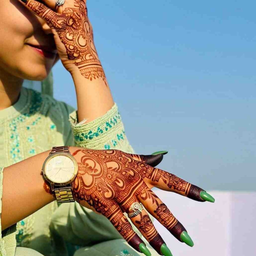 flower stylish back hand mehndi design